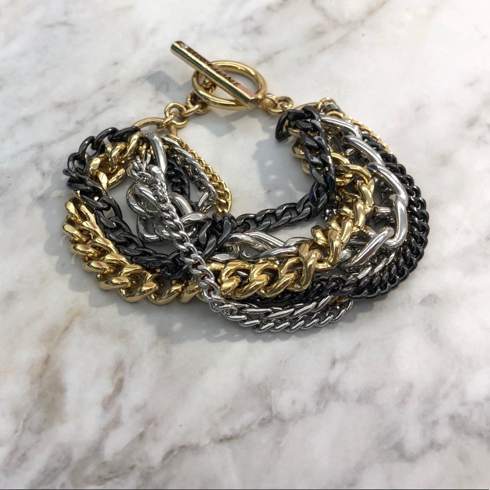 Mixed Metal multi-strand toggle bracelet